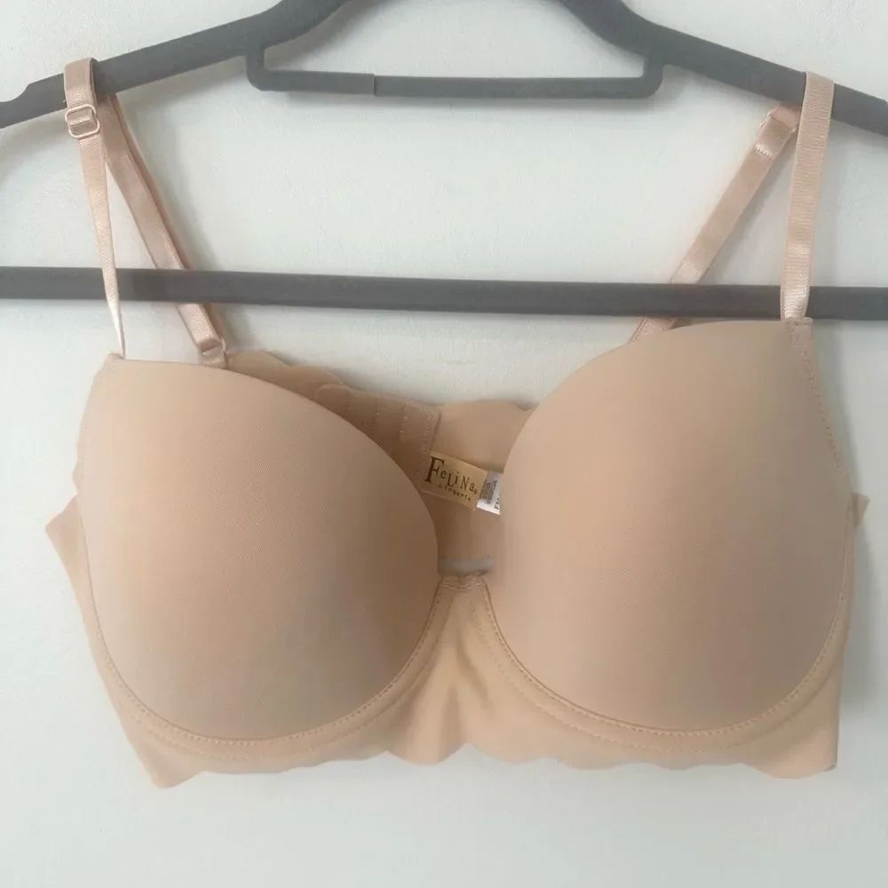 Felina Nude Scalloped T-shirt Bra 38C